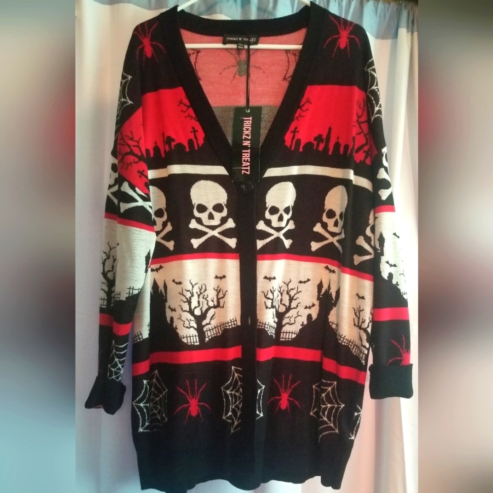 Trickz N Treatz Spooky Gothic Halloween Cardigan